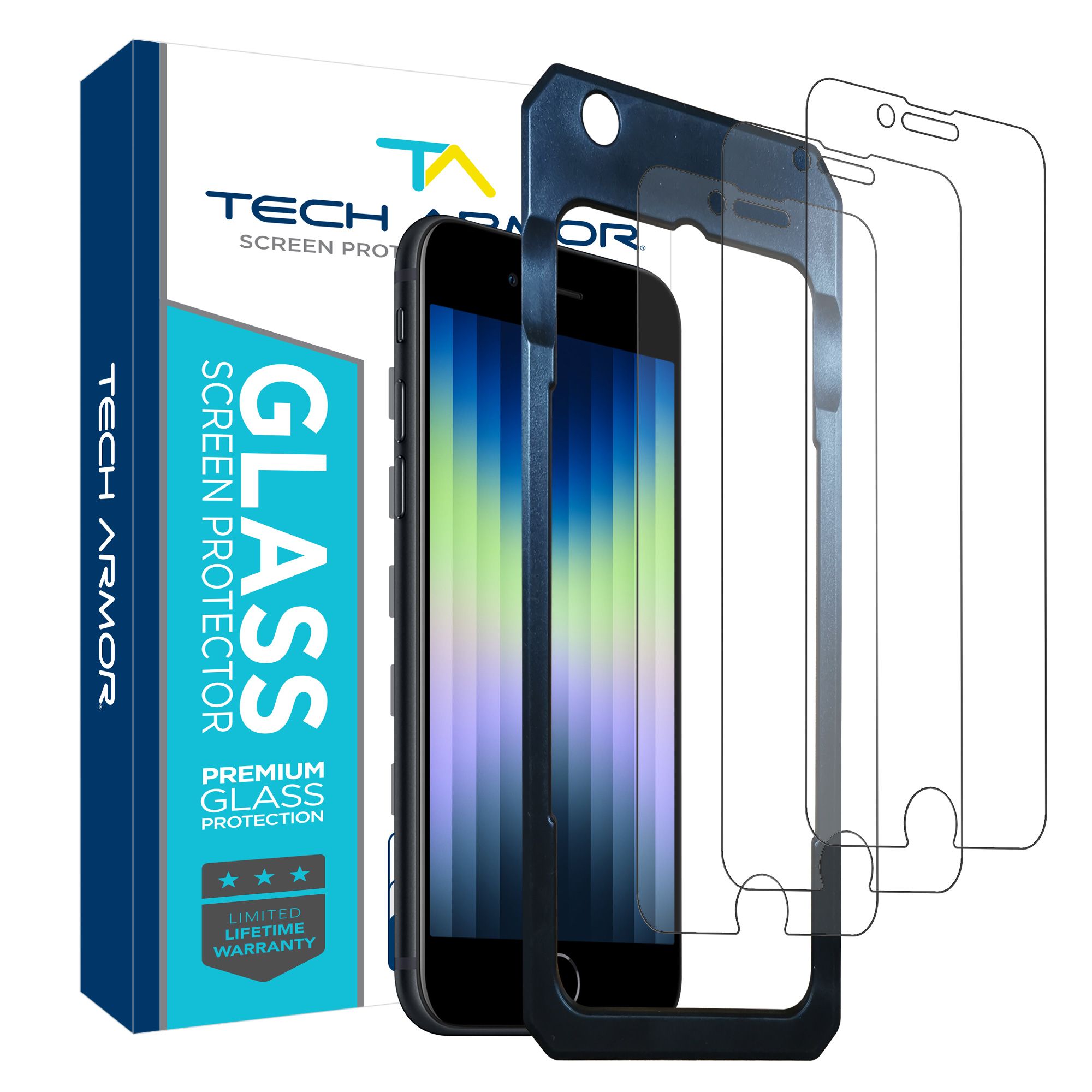 Tech Armor Ballistic Glass Screen Protector Designed for Apple iPhone SE 3  (2022), iPhone SE 2 (2020) , iPhone 8 and iPhone 7 ( 4.7 Inch ) 3 Pack