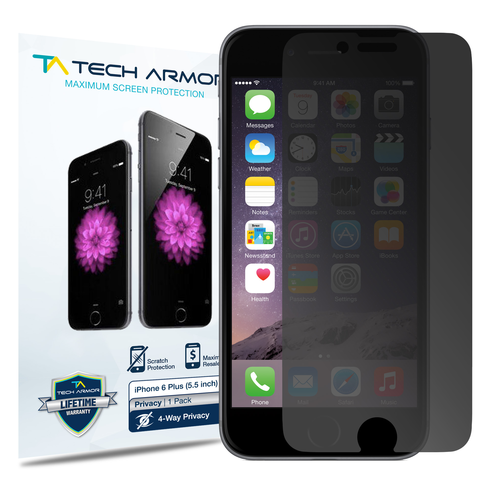 Tech Armor 4Way 360 Degree Screen Protector for Apple iPhone Plus and