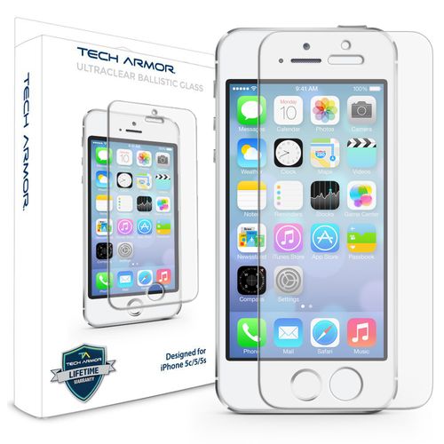 Tech Armor Ballistic Glass Screen Protector Designed for Apple iPhone 5C , 5S , 5 and ( 2016 ) Pack Tempered Glass